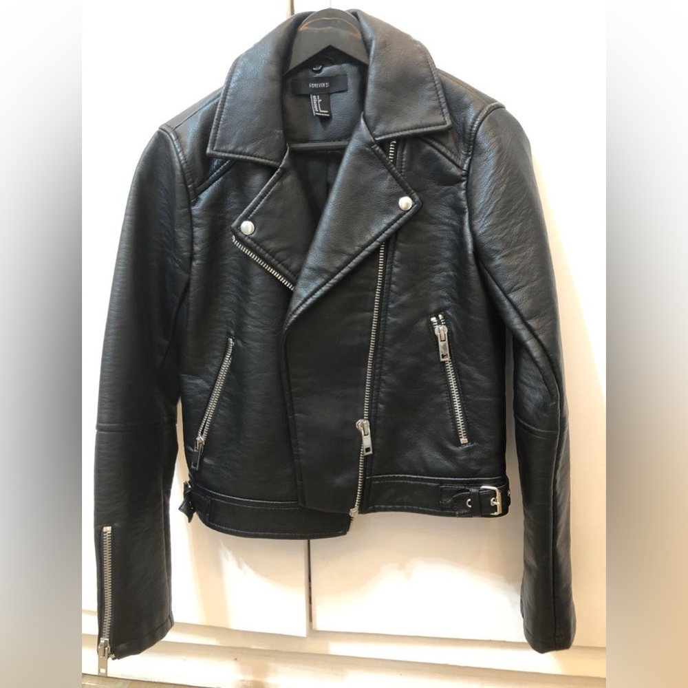 Forever 21 Black Faux Leather Moto Jacket